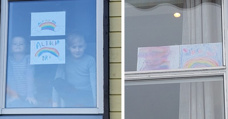 altblirbra_4 De glade regnbuene henger nå i vinduene for å gi oppmuntring og håp om bedre tider.