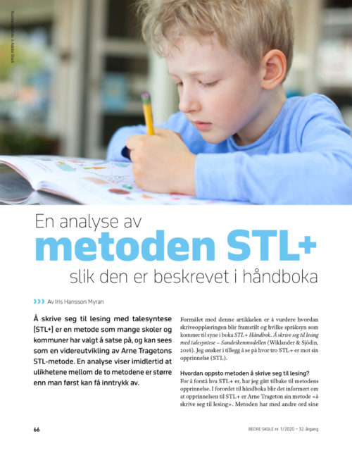 Skjermdump av artikkelen «En analyse av metoden STL+ slik den er beskrevet i håndboka»