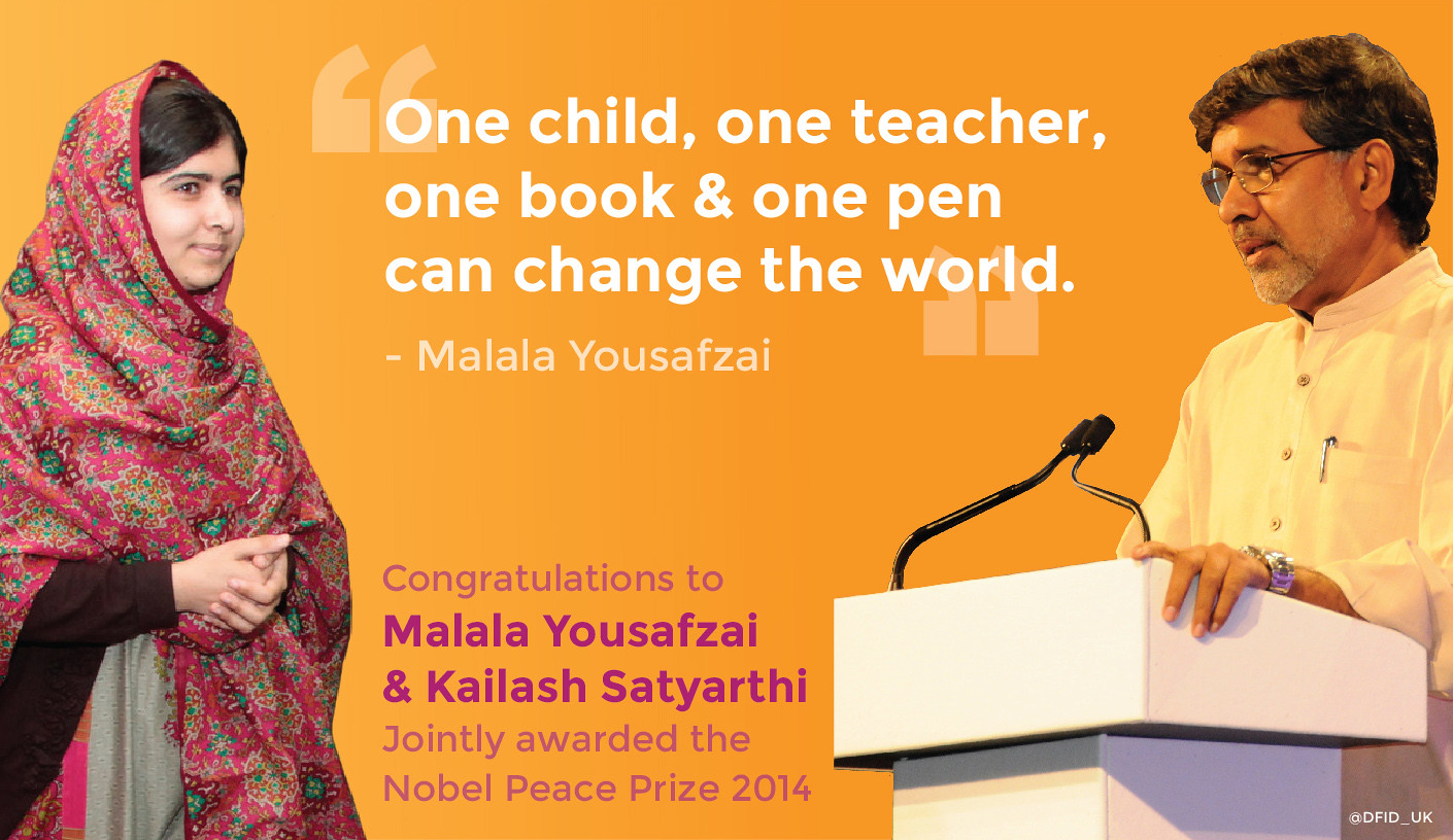 Malala sitat: «One child, one teacher, one book & one pen can change the world»