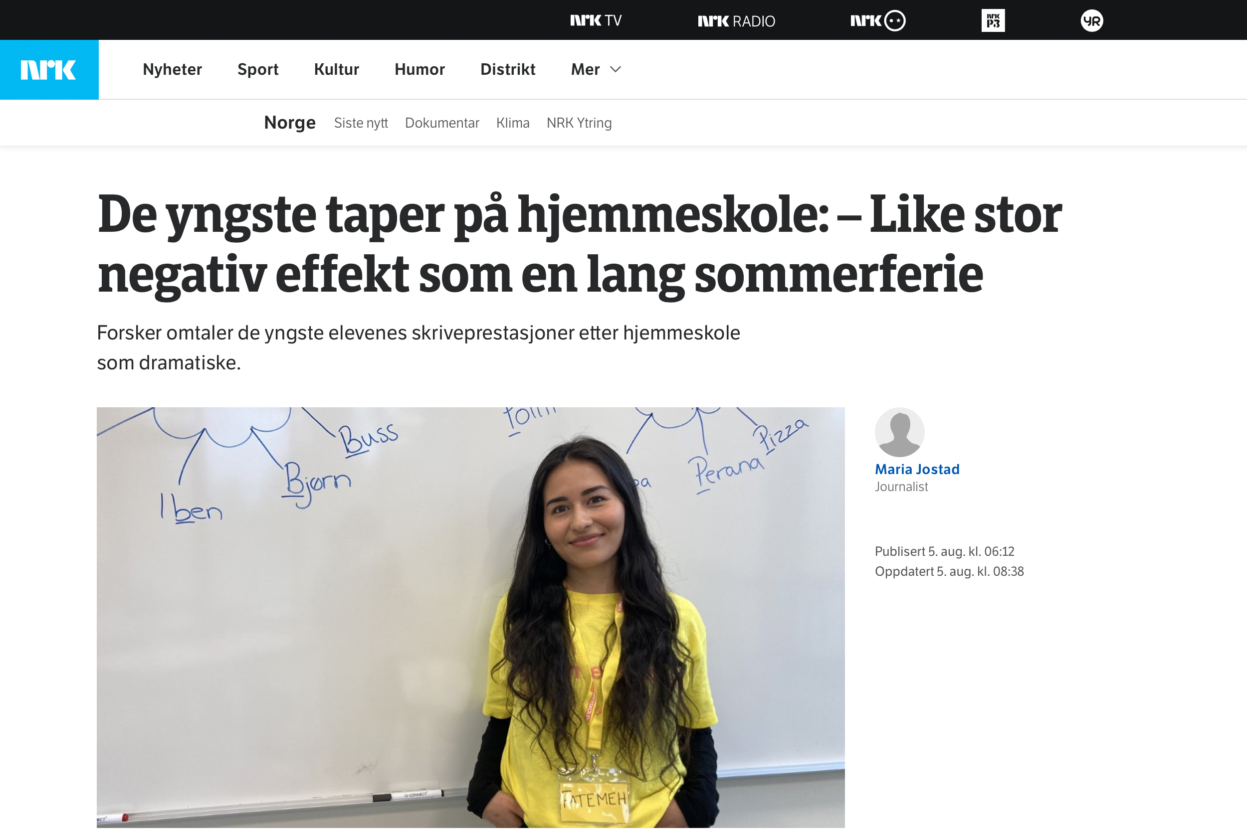 Skjermdump fra NRK