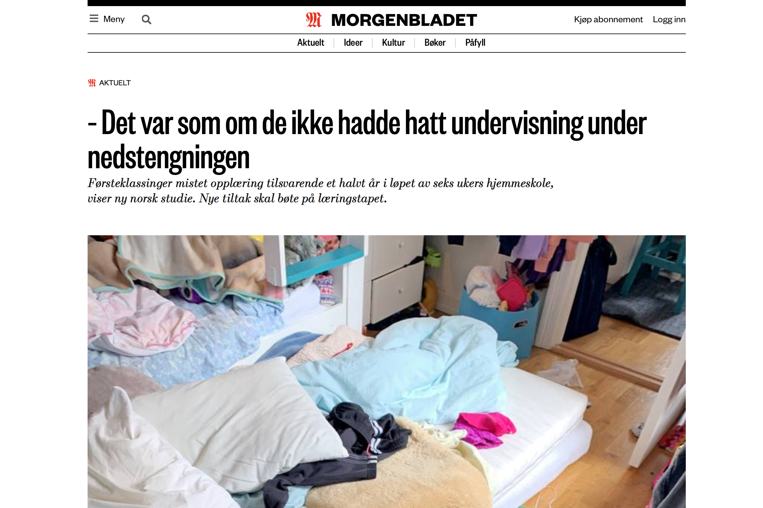 Skjermdump fra Morgenbladet