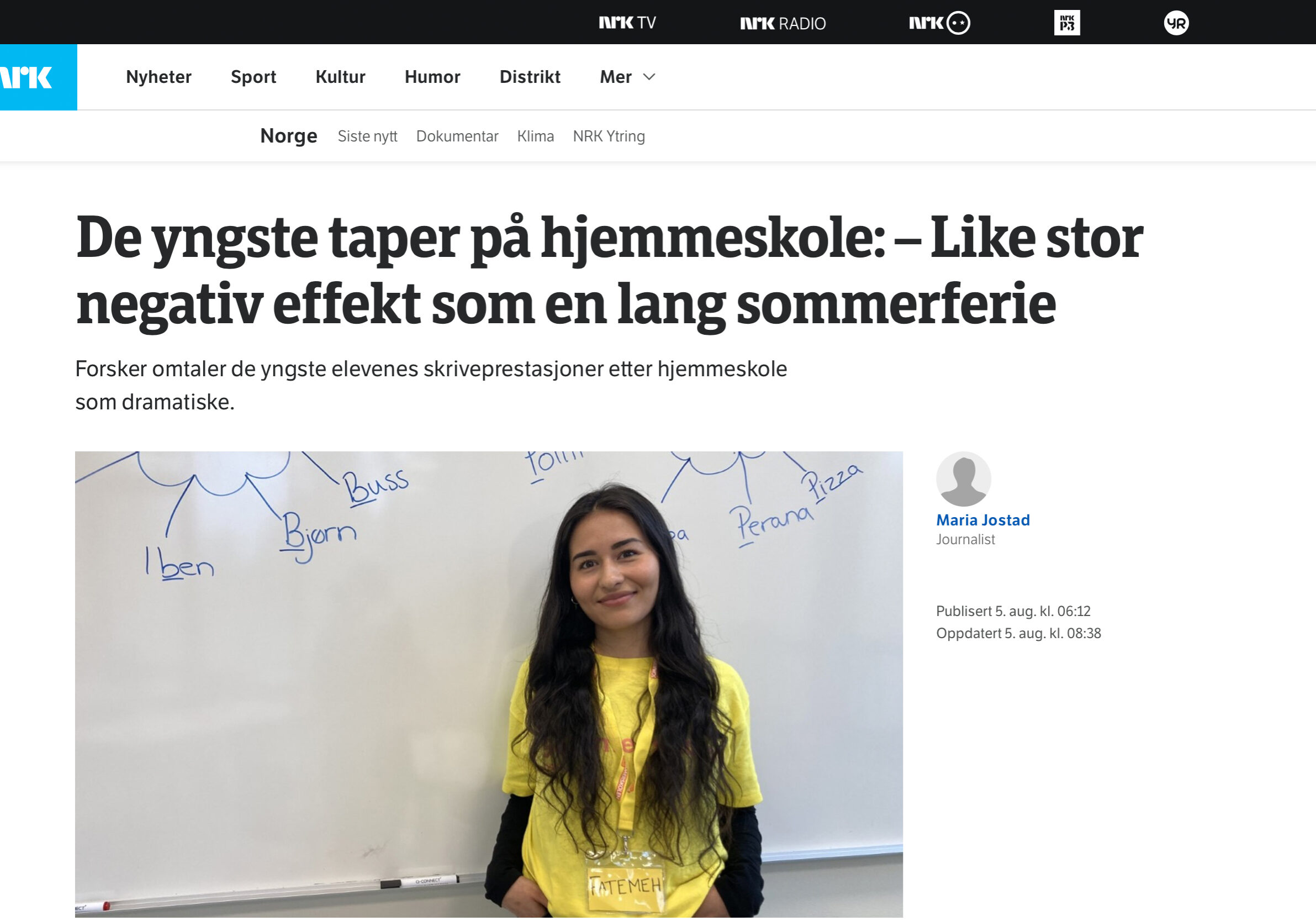 Skjermdump fra NRK